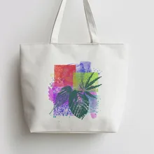 Акварельный лист абстрактный узор сюжеты из японского аниме сумка для покупок сумка с картинкой сумки многоразовые шоппер продуктовый мешок AN100