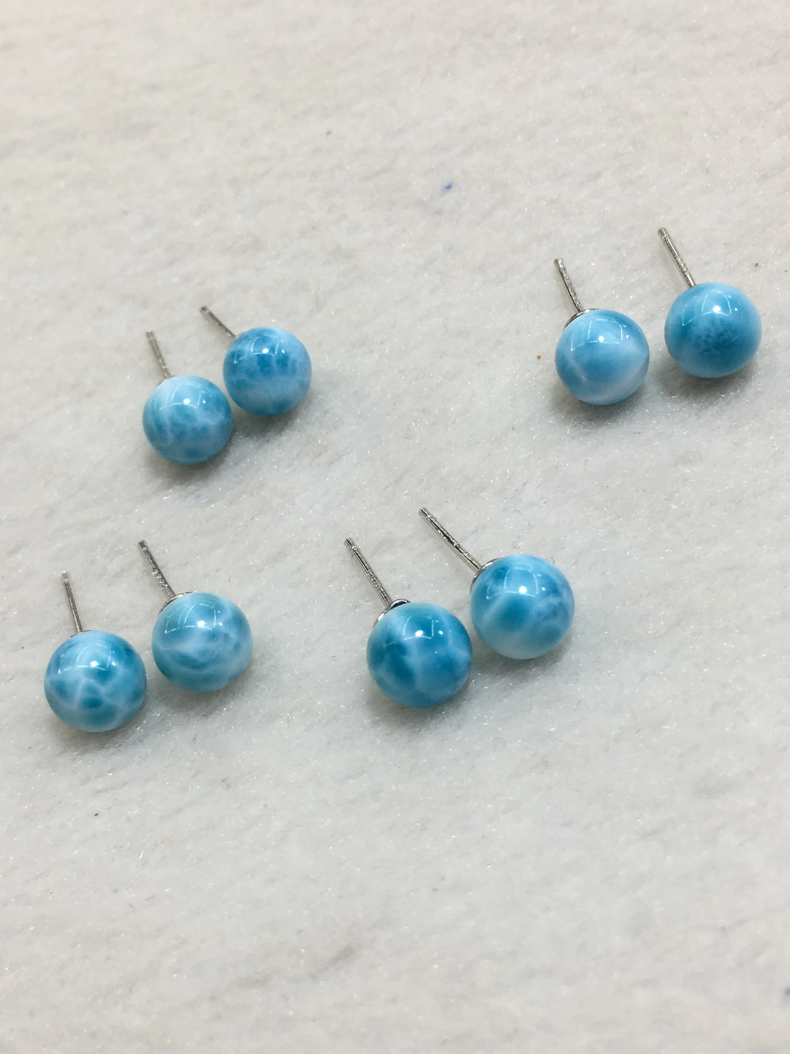 925 Sterling Silver Earring with Genuine Larimar AA Stone