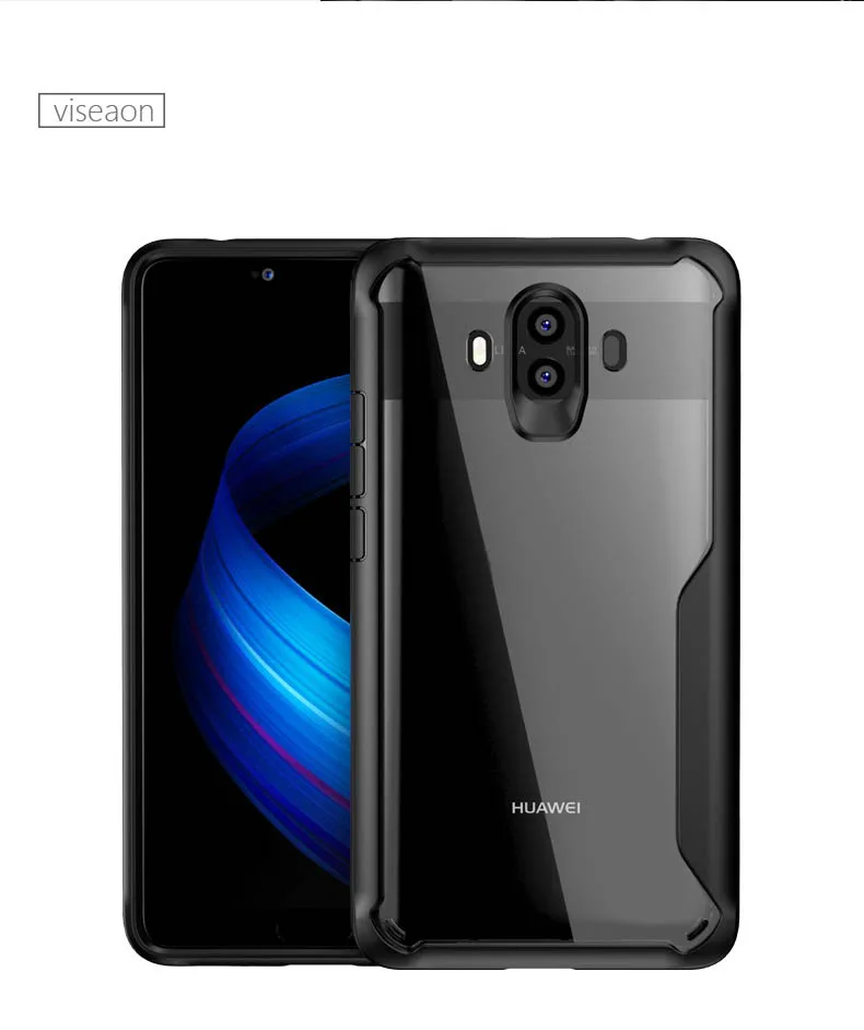 Прозрачный противоударный чехол для huawei P20 Коврики 10 20 Pro Lite Y6 Y9 Nova 2i 3 3i 3E P30 мягкий силиконовый армированная накладка на заднюю панель чехол - Цвет: BK