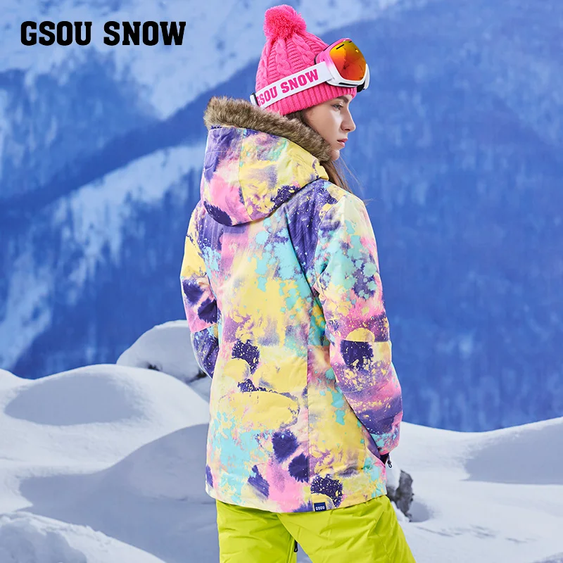 Новый лыжный костюм Gsou snow с одним и двойным воротником теплый ветрозащитный