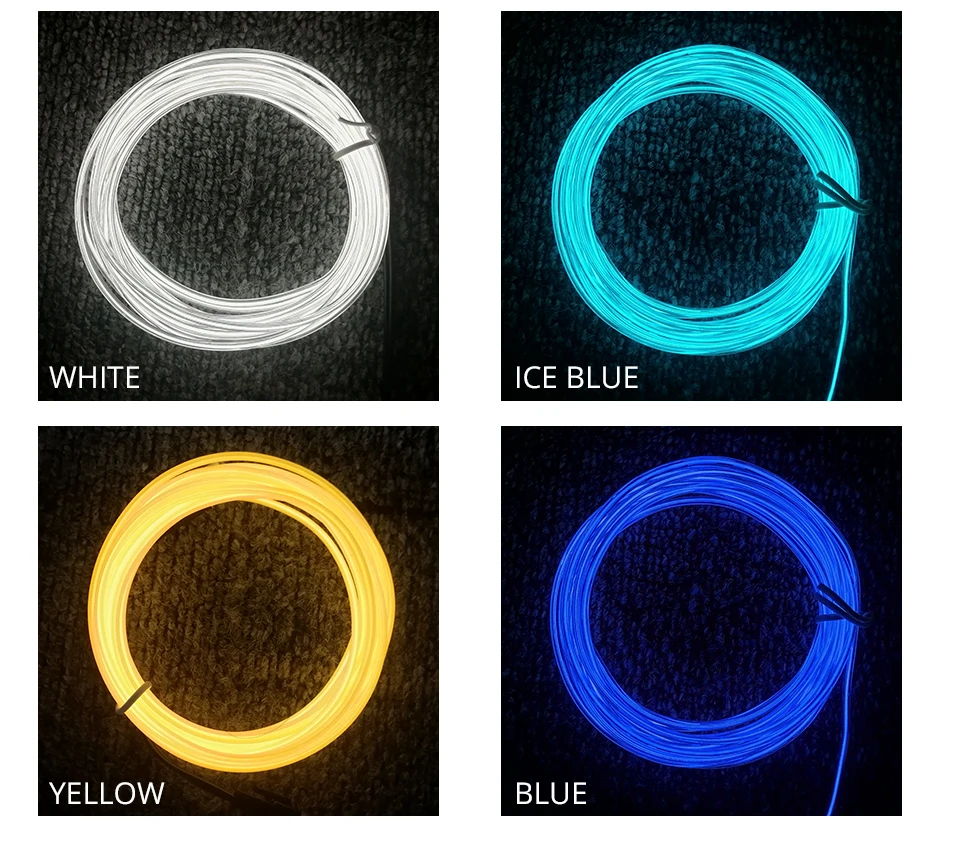LED Cold light line Car Decorative light Ambient Light auto backlight Fluorescence R G B Yellow White ICE BLUE Pink Purple 5V (11)