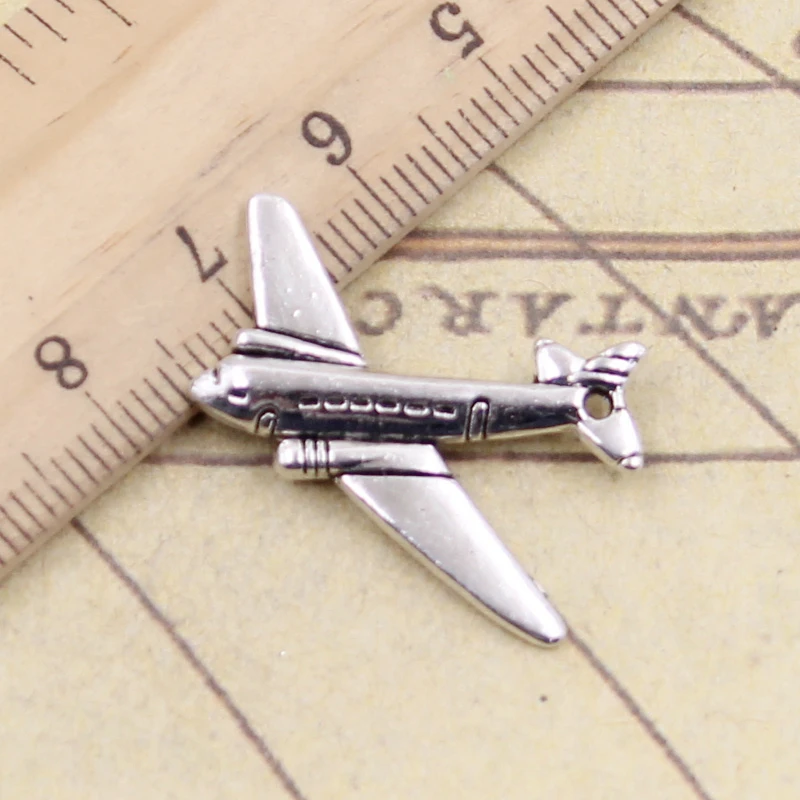 10 шт. Подвески в виде самолета 25x31 мм|charm airplane|tibetan silver platedairplane charms |