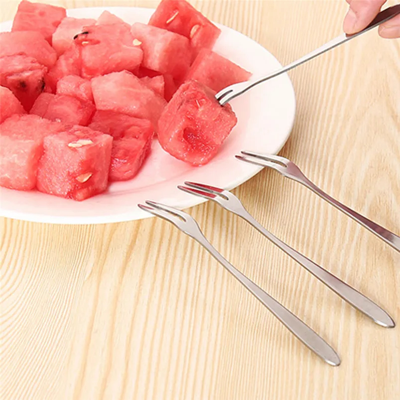 1PC Fork Stainless Steel Fruit Fork Dessert Cake Fork Salad Tableware Small Fork Cutlery Hotel Restaurant Party Supplies 40JY290