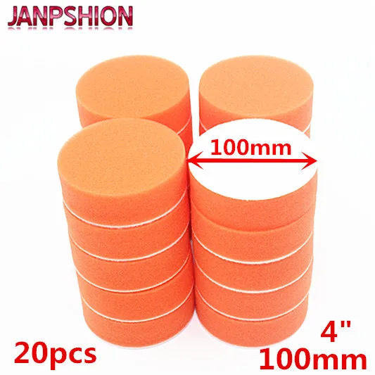 

JANPSHION 20PC 100mm Gross Polishing Buffer Pads 4" flat sponge Car Polisher Clean waxing Auto paint maintenance care