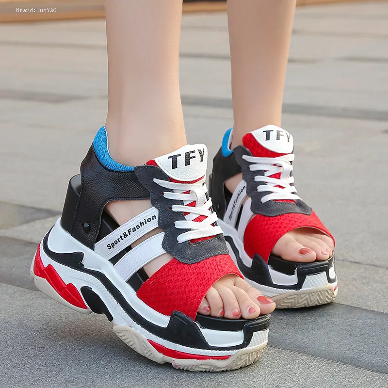 Keil 11 Toe Sandalen green Rot Neue 2019 Red Heels Frauen Boden Turnschuhe flops Dicken Plattform Peep Flip Sommer Cmhigh qvtXvxwz