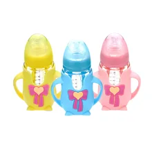 Детская стеклянная бутылочка для молока, мультяшный Пингвин, широкая горлышко, бутылочка для кормления, стеклянная бутылочка для кормления ребенка, обучающая питанию, бутылка для новорожденного