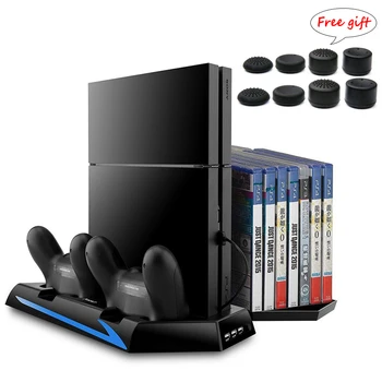 

PS4 Multifunction Vertical Stand Cooling Fan USB Charger Charging Station & Disc Storage & Thumb stick Cap for PlayStation 4 PS4