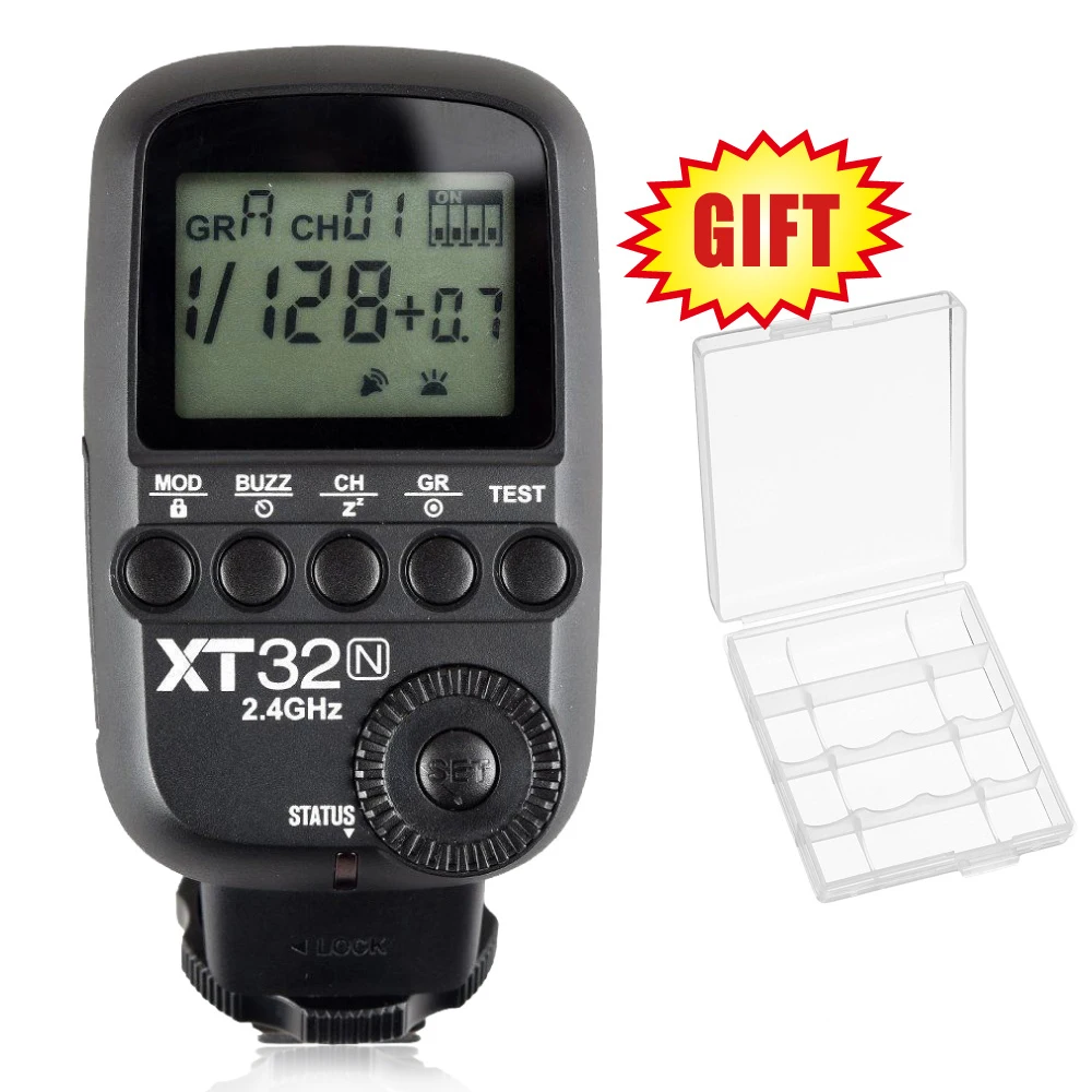 

Godox XT32N 2.4G HSS X System Wireless Flash Trigger Transmitter for Nikon Camera + AAA/AA Battery Case (Free Gift)