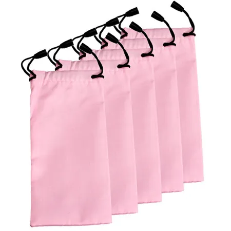 5 шт. набор солнцезащитных очков, сумка на шнурке, Пылезащитная сумка, сумка для дома и улицы, сумка для хранения солнцезащитных очков, сумки, Прямая поставка - Цвет: pink