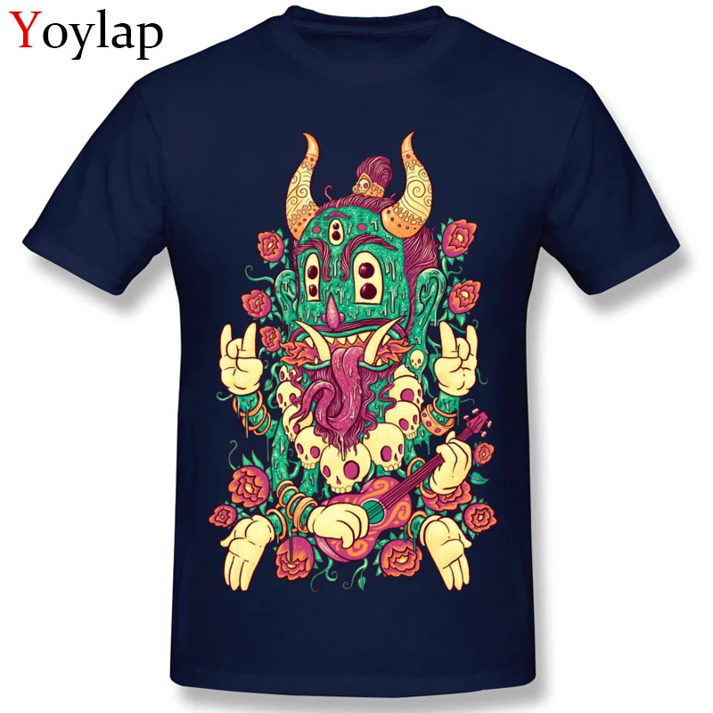 Company Student T-Shirt Crew Neck Summer Fall Short Sleeve 100% Cotton Tops Shirts Rockin Island Demon Casual Tee Shirt navy ablue