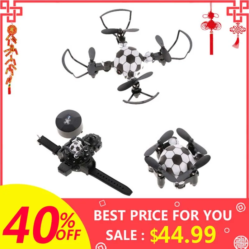 

Foldable Mini Drone With HD Camera Watch Remote Control Football Quadcopter Drone Headless Mode Toys for Boys Kids #E