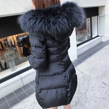 Women's Winter Jacke New Twinter Woman Coat Big Fur Collar Medium And Long Section Ladies Cotton Clothes Coat Female S-3XL
