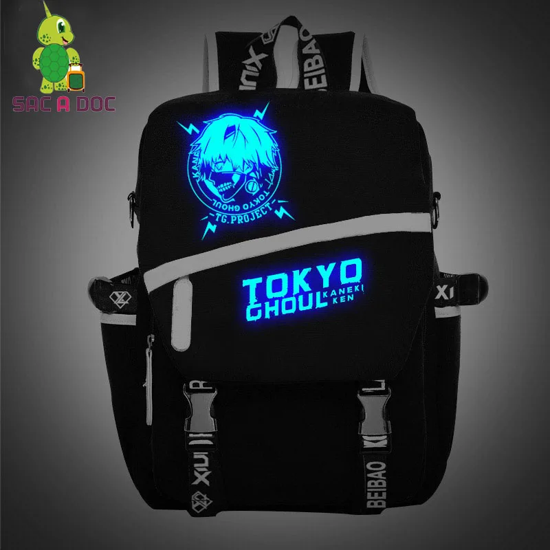 

Tokyo Ghoul Luminous Backpacks Canvas School backpack for Teenagers Male Female Anime Kaneki Ken Printing Travel Bag
