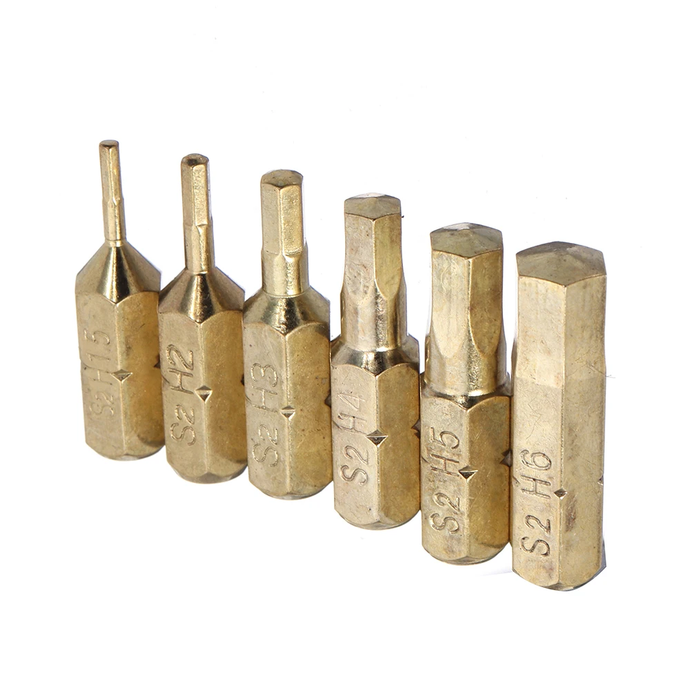 

Broppe 6pcs Magnetic Hexagon Screwdriver Bits 25mm Long H1.5 H2 H3 H4 H5 H6 1/4 Inch Hex Shank Screwdriver Set S2 Alloy
