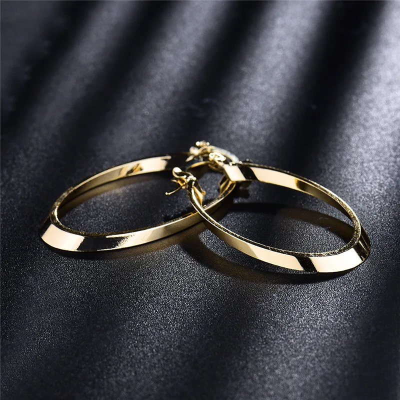 BUDONG, модные высококачественные серьги-кольца, циркониевые серьги для женщин, золотой цвет, застежка-защелка, обруч, свадебные ювелирные изделия XUE408