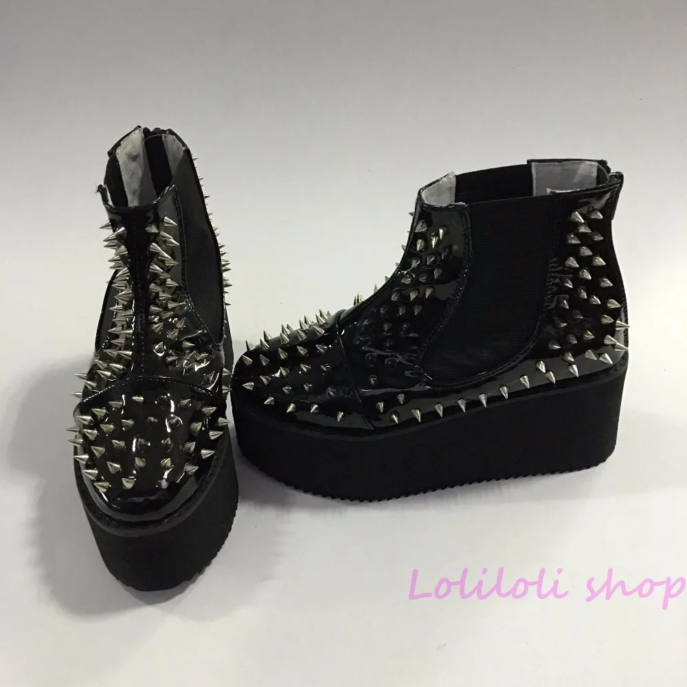 

Punk shoes Big shoes special custom shoes an*tai*na*Punk rivet black high zipper pointed shoes made of an1382-6 platform to help