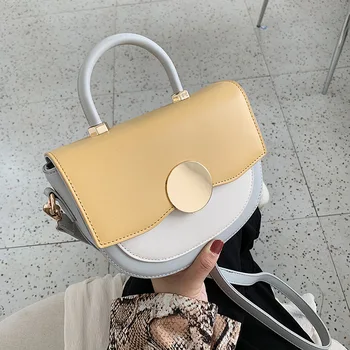 

2019 new irregular semi-circular small square bag hit color round magnetic buckle single shoulder messenger bag women's bag