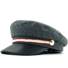 Женские шерстяные фетровые шляпы Зимняя кепка элегантная Золотая цепь козырек стиль кепка газетчика берет таксиста шляпа для девушек 3 цвета