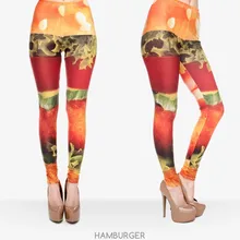 Женские забавные стандартные Леггинсы 3D Леггинсы с гамбургером цифровой шов печати полиэстер женские леггинсы для модных платьев