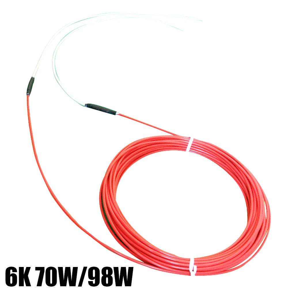 6k 70w 98w silicone thermostat heating cable PTFE carbon fiber heating wire Heating cable Infrared floor heating system