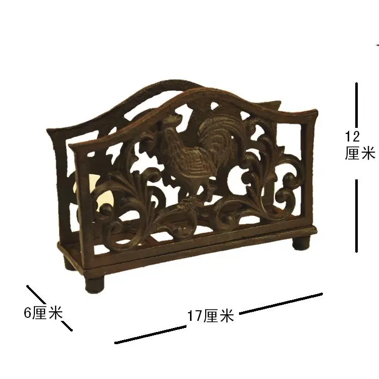 Держатель для салфеток с петухом, винтажный декор для кухни, домика для дома, паба, коричневый кантри, металлический, художественный, чугунный, держатель для бумаги с буквами