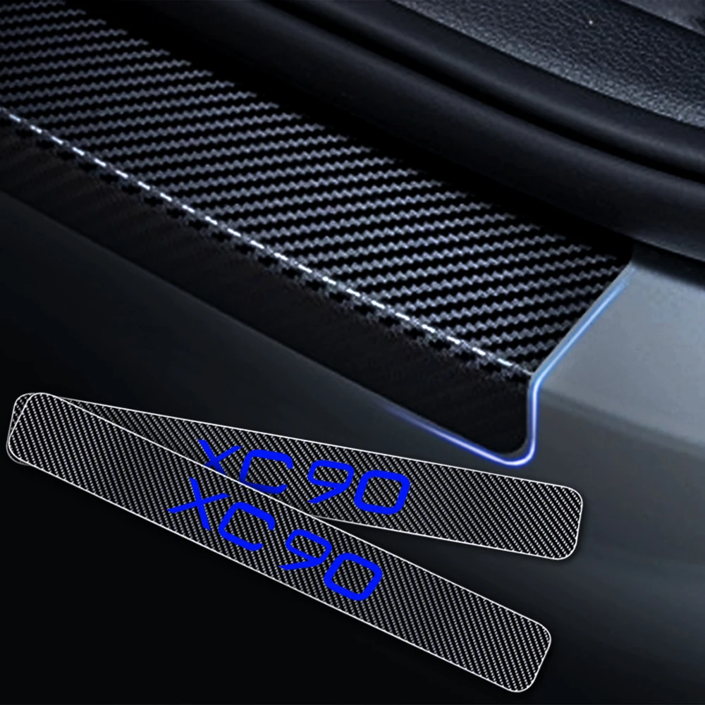  For VOLVO XC90 Car Door Sill Guard Door Sills Scuff Plate Stickers Door Threshold Plate 4D Carbon F