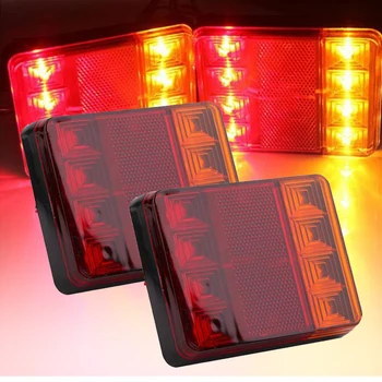 

YAIT 1Pair Waterproof 8 LEDs Taillights Trailer Truck Stop Rear Tail Light Auto Car Signal Lamp Caution Lights Fog Light Bulbs
