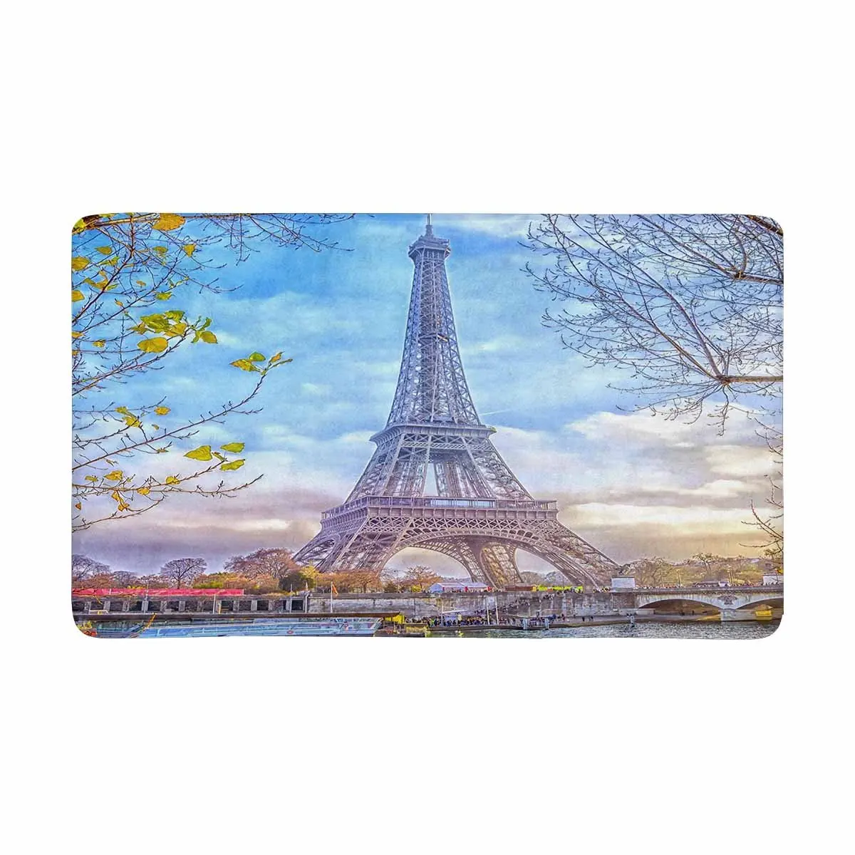 Romantic Eiffel Tower in Paris France Doormat Anti Slip Entrance Mat