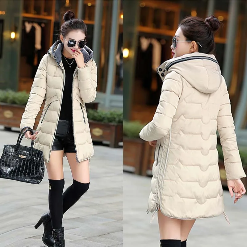 MLinina 2019 Winter Jacket Women Hooded Warm Plus Size 6xl 7xl Cotton Coat Padded Female Slim Long Jacket Women Parka Outwear