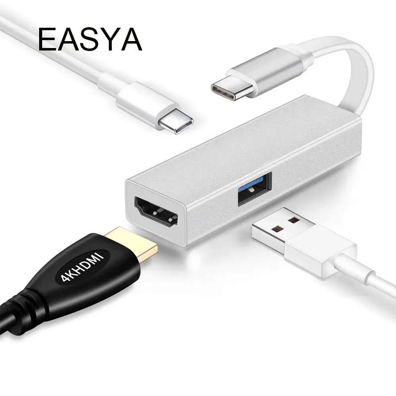 

EASYA Thunderbolt 3 USB C Hub to HDMI Adapter 4K HD USB 3.0 Hub with USB-C PD Power Delivery for MacBook Pro