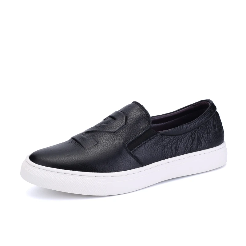 

Fashion Trending Style Men Loafers Genuine Leather Shoes Size38-43 Black Solid Comfortable&breathable Men's Round Toe Slip On