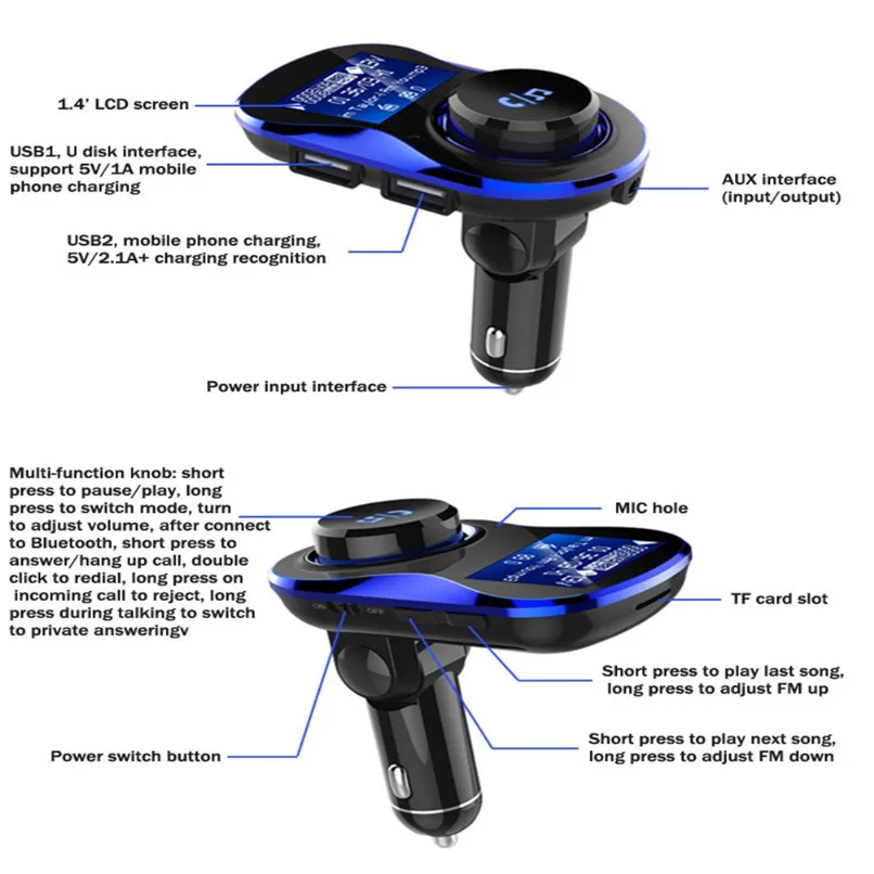 Автомобильный набор, Handsfree, Беспроводной Bluetooth FM передатчик MP3 плеер, USB модулятор ЖК-дисплей цифровой Дисплей 3.1A зарядка через usb# F30NT05