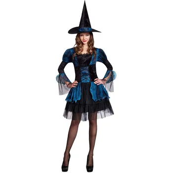 

New Halloween Adult Witch Cosplay Costume for Women Blue Black Dark Queen Witches Costumes Carnival Magician Party Fancy Dresses