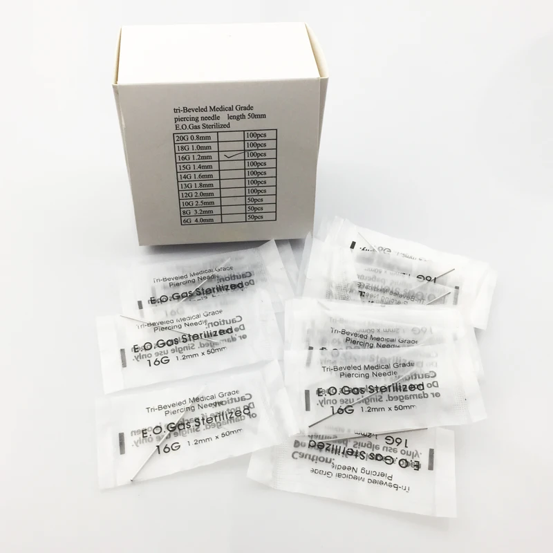 Piercing Needles 16G Disposable Straight Sterile Piercing Needle 16