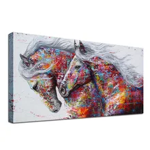 Красочная картина со скачущей лошадью современные абстрактные Животные стены отпечатанная на холсте картина Рамка Картина для офиса отеля домашний Декор 50x100 см