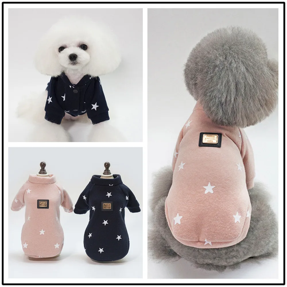 Домашняя собака теплая Зимняя Одежда Щенок свитер для котов одежда с принтом «маленькая звезда»; пальто 10,9