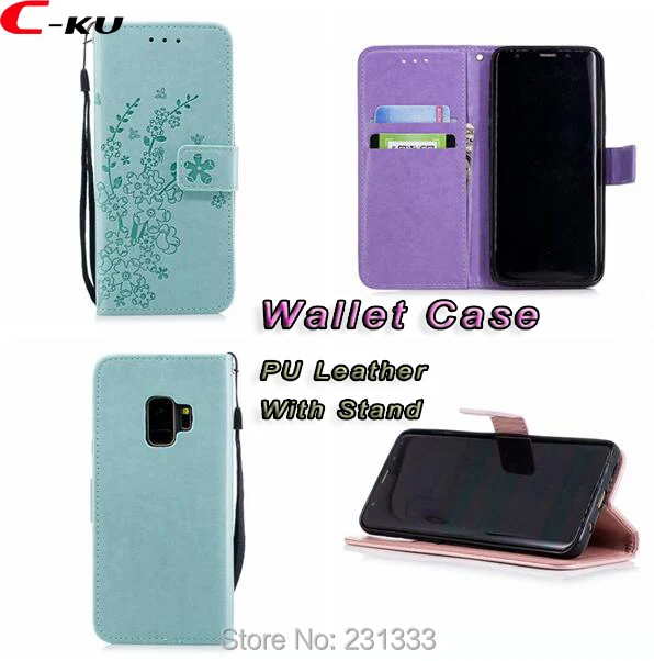 C KU кожаный чехол кошелек с цветком для Samsung Galaxy S8 S9 PLUS J3 2017 J5 J7 A3 A5 S5 S6 S7 EDGE TPU