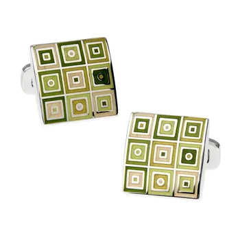 

Mens Wedding Cufflinks Novelty Fancy Enamelled Square & Clean Cloth 181097