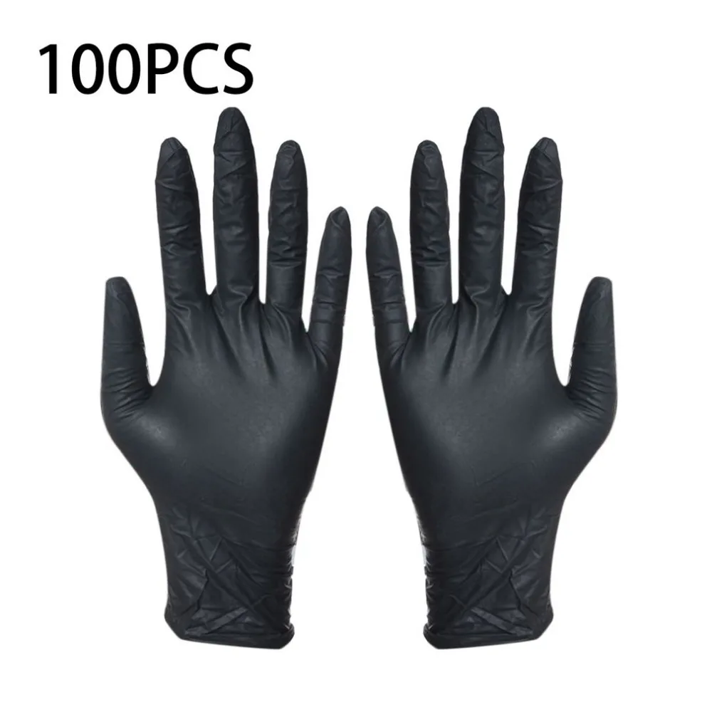 100 шт Одноразовые черные перчатки Бытовая Чистка стирка перчатки нитриловые лабораторные дизайн ногтей медицинские татуировки