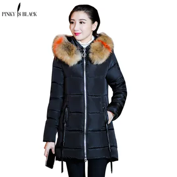 

PinkyIsBlack 2019 Down Cotton Winter Jacket Women Fur Hooded Long Parkas Thick Cotton Padded Lining Winter Coat Women Plus Size