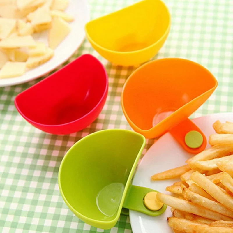 

1pc Assorted Salad Saucer Ketchup Jam Dip Clip Cup Bowl Saucer Cup Tableware For Home Kitchen Accessories Fruit Vegetable Tools