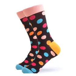 SANZETTI 1 пара крутых женских красочных забавных носков из чесаного хлопка, новинка, носки в горошек, повседневные носки для экипажа, яркие