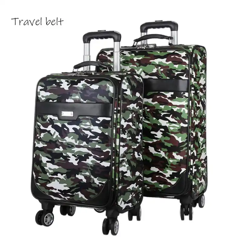 camo suitcase with wheels