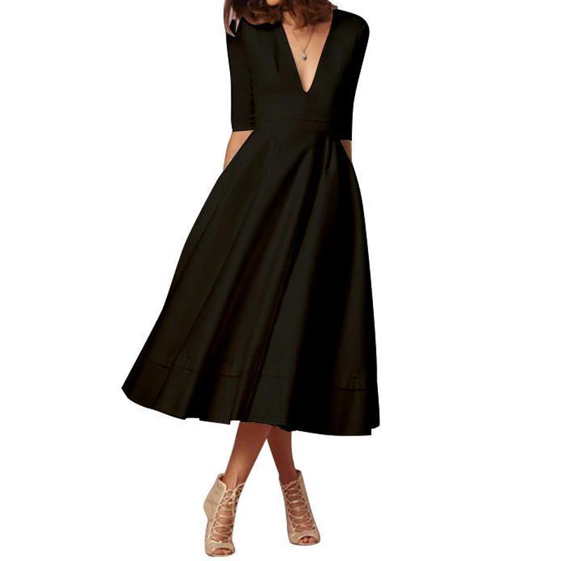 Европейский стиль, винтажное женское платье, бальное платье, облегающее, глубокий v-образный вырез, большое, свободное, официальное, для вечеринки, длинное платье, Vestidos размера плюс, 6XL - Цвет: v neck dress