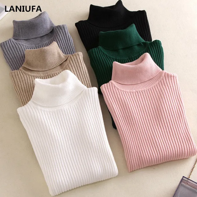 Womens Sweaters Autumn Winter Tops Turtleneck Sweater Women Thin slim Long sleeve Pullover Jumper Knitted Sweater Pull Femme