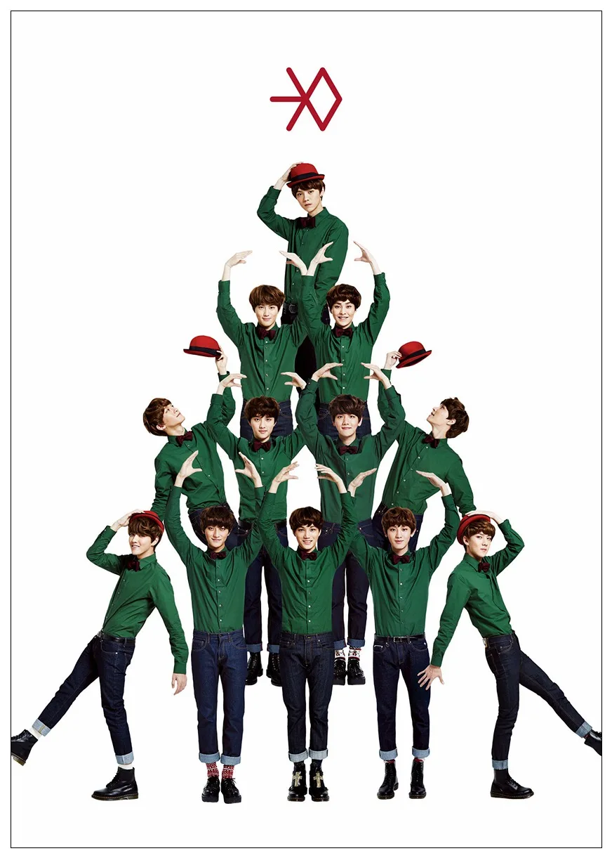 Kpop постер EXO белая бумага с покрытием для печати, настенная наклейка, украшение для дома, стены, художественный плакат
