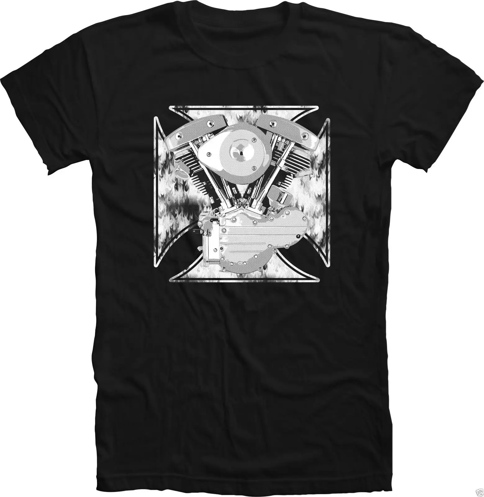 La Più Nuova Moda Shovelhead Engine - Iron Cross - Shovelhead T Shirt - Biker Shirt Moto Shirt100 % Tee Shirts