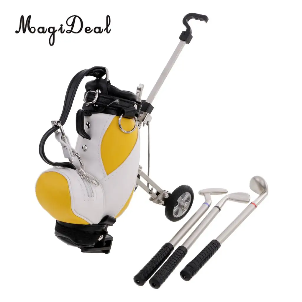 MagiDeal Mini Desktop Golf Cart Bag Holder and Golf Club Pen Home Office Novelty Gift - Send in Random Color