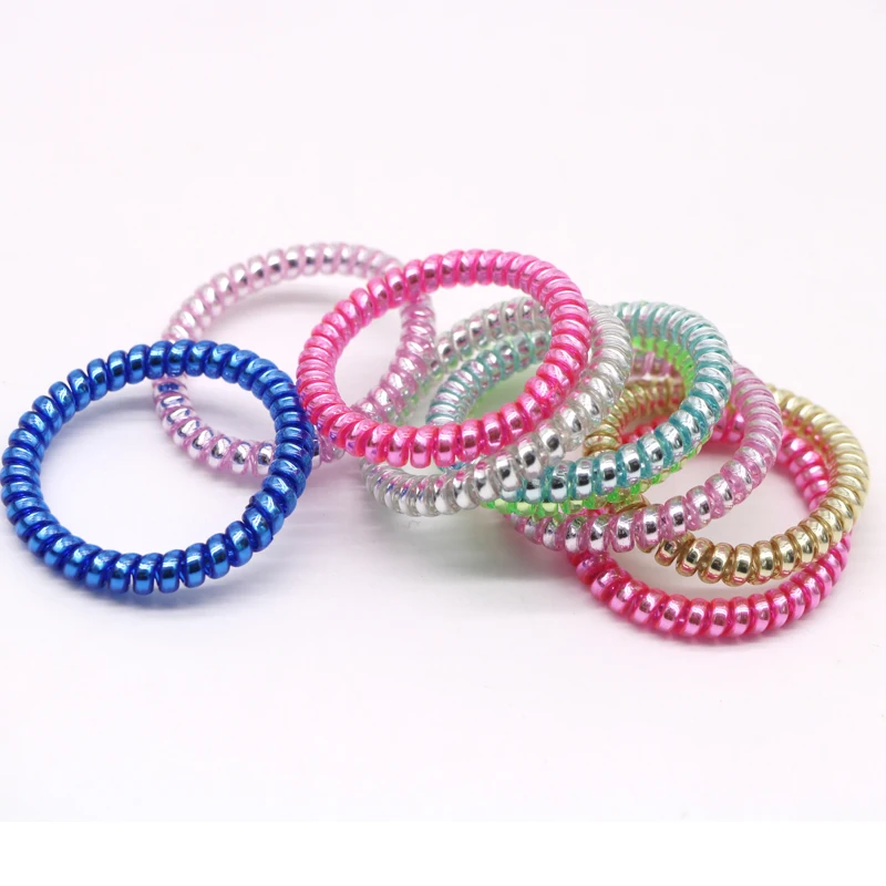 10Pcs Telephone Line Wire Elastic Hair Ring Girls Hair Ropes Candy Colors Hair Accessories for Women Random Color Rubber Ring