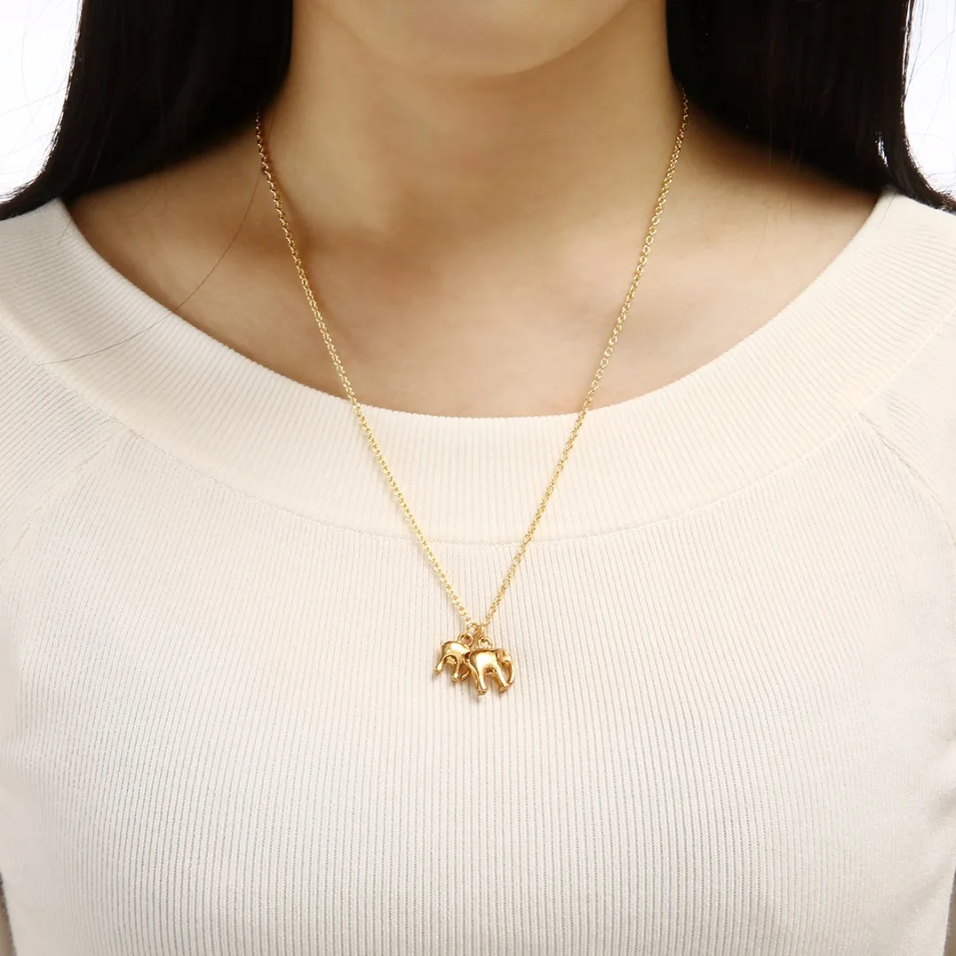 Cute Elephant Pendant & Necklaces Charming Chain Necklace Vintage Animal Choker Necklace Fashion Jewelry Gift Shellhard